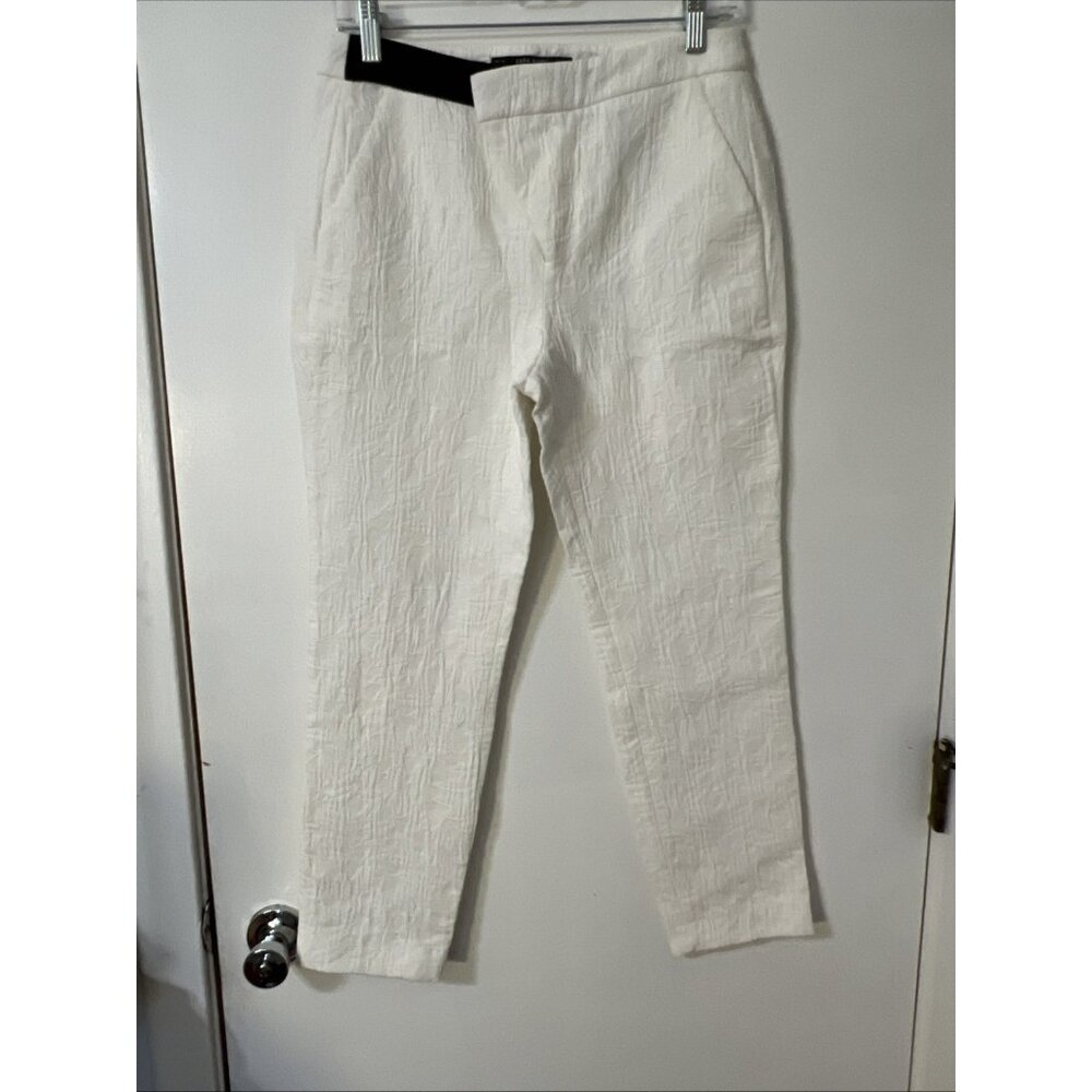 Zara Basic Collection Size XS Morocco‎ Ivory Women Pant Formal Floral Textured